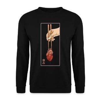 Esthétique Vaporwave Japonais Années 90 Japon Cœur Humain - Sweat-shirt Unisexe - noir - Devant - Alina (178cm) & Michal (187cm)