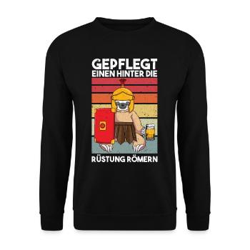 Gepflegt Einen Hinter Die Rüstung Römern - Unisex Pullover - Schwarz - Vorne - Alina (178cm) & Michal (187cm)