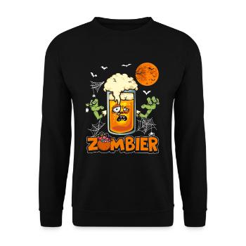 Halloween Zombie Zombier Happy Halloween Bier - Unisex Pullover - Schwarz - Vorne - Alina (178cm) & Michal (187cm)