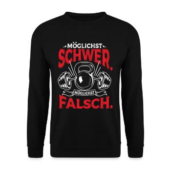 Möglichst Schwer Möglichst Falsch Bodybuilding - Unisex Pullover - Schwarz - Vorne - Alina (178cm) & Michal (187cm)