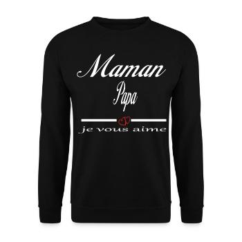 Maman Papa Je Vous Aime - Sweat-shirt Unisexe - noir - Devant - Alina (178cm) & Michal (187cm)