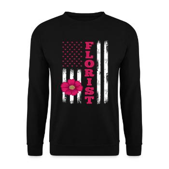 USA Flag Florist Flowers Floristry - Unisex Sweatshirt - black - Front - Alina (178cm) & Michal (187cm)