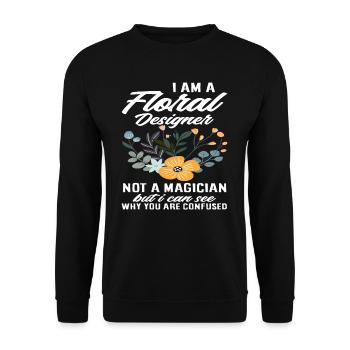 Fleuriste Fleuriste Magicien - Sweat-shirt Unisexe - noir - Devant - Alina (178cm) & Michal (187cm)