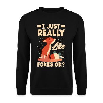 Fuchs Füchse Tiere Geschenkidee - Unisex Pullover - Schwarz - Vorne - Alina (178cm) & Michal (187cm)