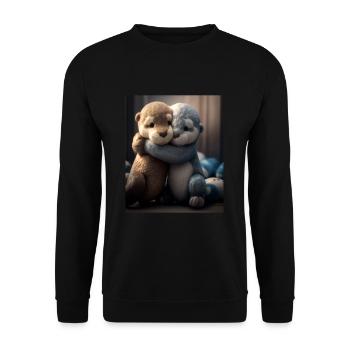 Loutre anniversaire Loutre Douce Loutre Câline - Sweat-shirt Unisexe - noir - Devant - Alina (178cm) & Michal (187cm)