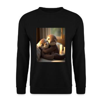 Loutre anniversaire Loutre Douce Loutre Câline - Sweat-shirt Unisexe - noir - Devant - Alina (178cm) & Michal (187cm)
