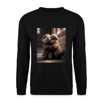 Loutre anniversaire Loutre Douce Loutre Câline - Sweat-shirt Unisexe - noir - Devant - Alina (178cm) & Michal (187cm)