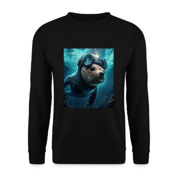 Cool Sea Otter Costume Scuba Diving Otter - Unisex Pullover - Schwarz - Vorne - Alina (178cm) & Michal (187cm)
