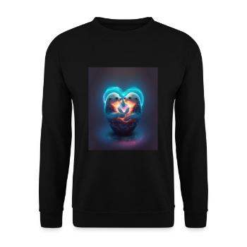 Kawaii Otter Pet Otter Couple Holding Hands - Unisex Pullover - Schwarz - Vorne - Alina (178cm) & Michal (187cm)