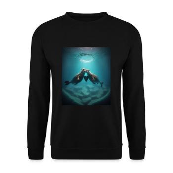 Cute Otter Lovers Sweet Sea Otter Couple - Unisex Pullover - Schwarz - Vorne - Alina (178cm) & Michal (187cm)