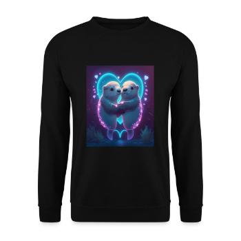 Kawaii Otter Pet Otter Couple Holding Hands - Unisex Sweatshirt - black - Front - Alina (178cm) & Michal (187cm)
