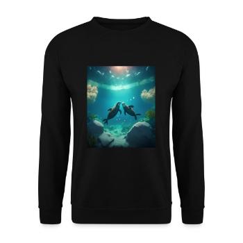 Cute Otter Lovers Sweet Sea Otter Couple - Unisex Pullover - Schwarz - Vorne - Alina (178cm) & Michal (187cm)