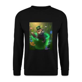 Kawaii Otter Pet Lucky Sea Otter - Unisex Pullover - Schwarz - Vorne - Alina (178cm) & Michal (187cm)