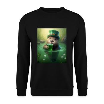 Kawaii Otter Pet Lucky Sea Otter - Unisex Pullover - Schwarz - Vorne - Alina (178cm) & Michal (187cm)