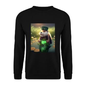 Kawaii Otter Pet Lucky Sea Otter - Unisex Pullover - Schwarz - Vorne - Alina (178cm) & Michal (187cm)