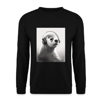 Musicien Animal Propriétaires d’animaux Loutre Amoureux de la musique - Sweat-shirt Unisexe - noir - Devant - Alina (178cm) & Michal (187cm)
