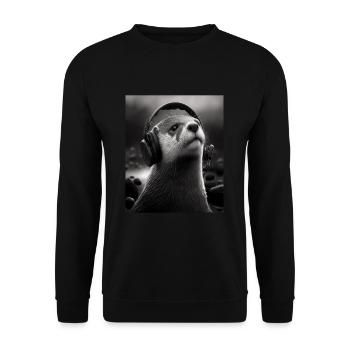 Musicien Animal Propriétaires d’animaux Loutre Amoureux de la musique - Sweat-shirt Unisexe - noir - Devant - Alina (178cm) & Michal (187cm)