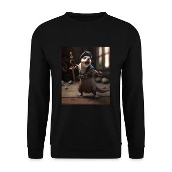 Cute Sea Otter Pet Dabbing Pirate Otter - Unisex Sweatshirt - black - Front - Alina (178cm) & Michal (187cm)