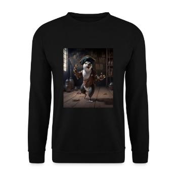 Cute Sea Otter Pet Dabbing Pirate Otter - Unisex Sweatshirt - black - Front - Alina (178cm) & Michal (187cm)