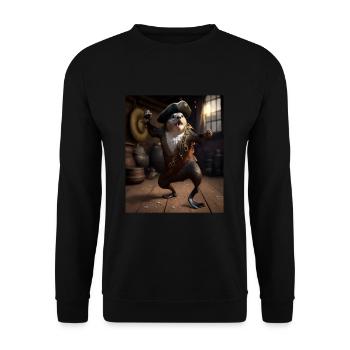 Cute Sea Otter Pet Dabbing Pirate Otter - Unisex Sweatshirt - black - Front - Alina (178cm) & Michal (187cm)
