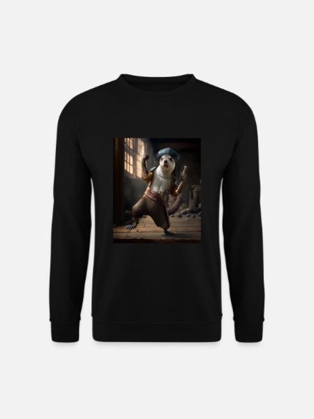 Cute Sea Otter Pet Dabbing Pirate Otter - Unisex Pullover - Schwarz
