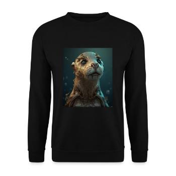 Creepy Otter Creature Spooky Zombie Otter - Unisex Sweatshirt - black - Front - Alina (178cm) & Michal (187cm)