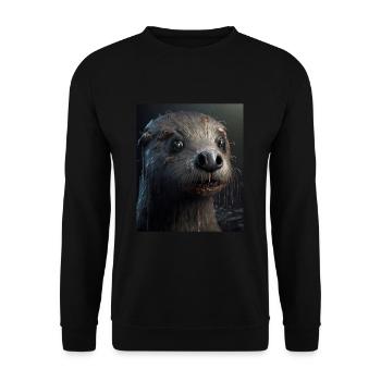 Creepy Otter Creature Spooky Zombie Otter - Unisex Sweatshirt - black - Front - Alina (178cm) & Michal (187cm)