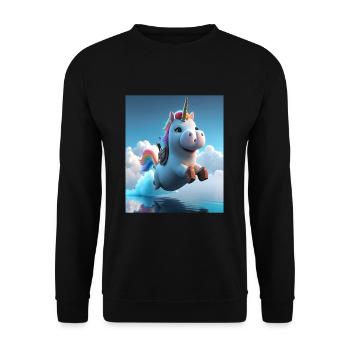 Cute Rainbow Unicorn Otter Riding A Unicorn - Unisex Pullover - Schwarz - Vorne - Alina (178cm) & Michal (187cm)