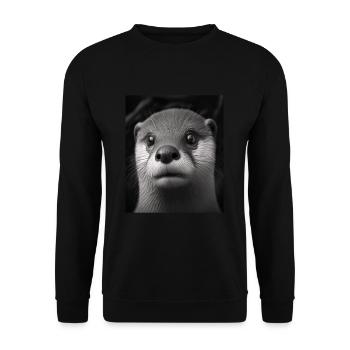 Cute Otter Bed Time Funny Bored Sleepyhead Otter - Unisex Pullover - Schwarz - Vorne - Alina (178cm) & Michal (187cm)