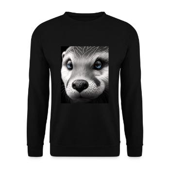 Cute Otter Bed Time Funny Bored Sleepyhead Otter - Unisex Pullover - Schwarz - Vorne - Alina (178cm) & Michal (187cm)