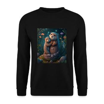 Cute Baby Otter Mother's Love Otter Baby - Unisex Pullover - Schwarz - Vorne - Alina (178cm) & Michal (187cm)
