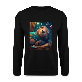 Cute Otter Bed Time Funny Bored Sleepyhead Otter - Unisex Sweatshirt - black - Front - Alina (178cm) & Michal (187cm)