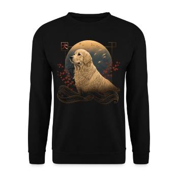 Golden Retriever Gift Dog Japan Style Anime - Unisex Sweatshirt - black - Front - Alina (178cm) & Michal (187cm)