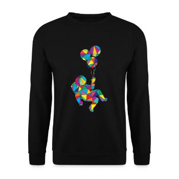 Astronaut Polygon Lustiges Weltall - Unisex Pullover - Schwarz - Vorne - Alina (178cm) & Michal (187cm)