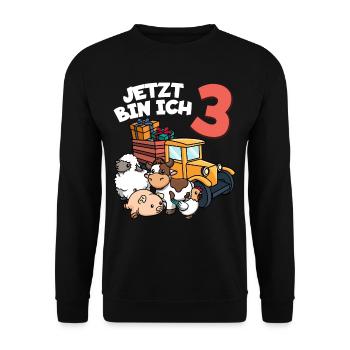 Ich bin schon 3 Traktor 3. Geburtstag - Unisex Pullover - Schwarz - Vorne - Alina (178cm) & Michal (187cm)
