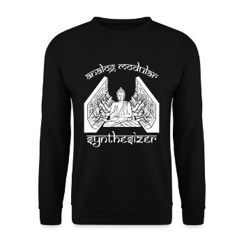 Analoger modularer Synthesizer Buddhismus - Unisex Pullover - Schwarz - Vorne - Alina (178cm) & Michal (187cm)