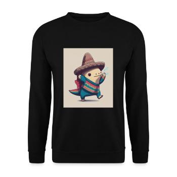 Mexican Walking Fish Kawaii Dabbing Mexican - Unisex Pullover - Schwarz - Vorne - Alina (178cm) & Michal (187cm)