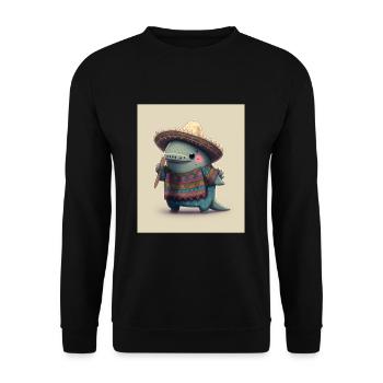Mexican Walking Fish Kawaii Dabbing Mexican - Unisex Pullover - Schwarz - Vorne - Alina (178cm) & Michal (187cm)