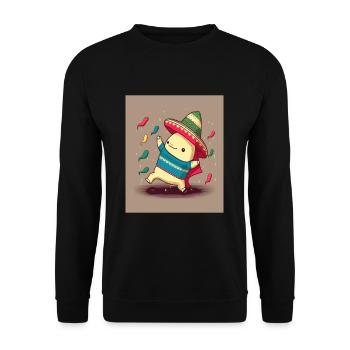 Kawaii Axolotl Dancer Dancing Mexican Axolotl - Unisex Pullover - Schwarz - Vorne - Alina (178cm) & Michal (187cm)