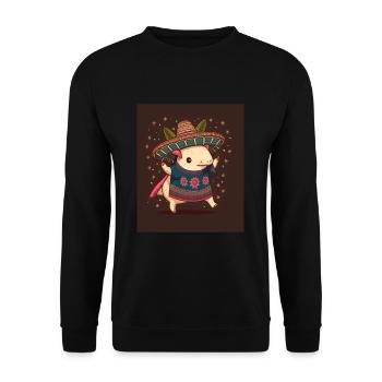 Kawaii Axolotl Dancer Dancing Mexican Axolotl - Unisex Pullover - Schwarz - Vorne - Alina (178cm) & Michal (187cm)