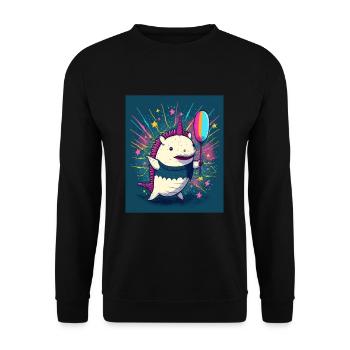 Cinco De Mayo Pinata Party Cute Axolotl Pinata - Unisex Sweatshirt - black - Front - Alina (178cm) & Michal (187cm)