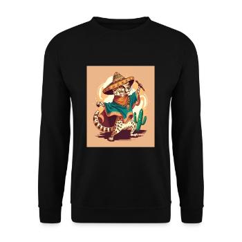Ocelot Wearing Sombrero Kawaii Dabbing Ocelot - Unisex Sweatshirt - black - Front - Alina (178cm) & Michal (187cm)