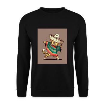 Ocelot Wearing Sombrero Kawaii Dabbing Ocelot - Unisex Sweatshirt - black - Front - Alina (178cm) & Michal (187cm)