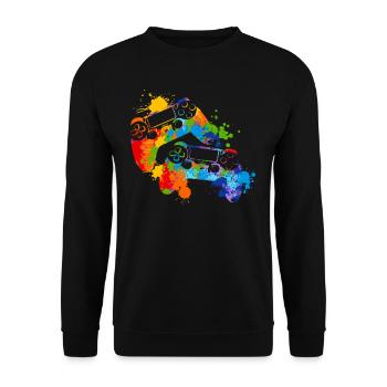 Splash Gamer Console Gaming - Unisex Sweatshirt - black - Front - Alina (178cm) & Michal (187cm)