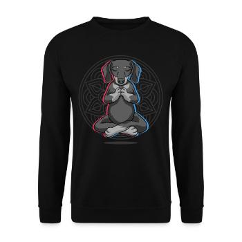 Namaste Dachshund Mandala Lotus Meditation - Unisex Sweatshirt - black - Front - Alina (178cm) & Michal (187cm)