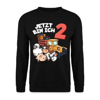 Ich bin schon 2 Traktor Trecker 2. Geburtstag - Unisex Pullover - Schwarz - Vorne - Alina (178cm) & Michal (187cm)