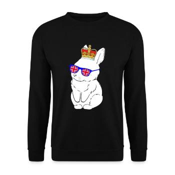 Hase Queen Elizabeth II Britische Krone - Unisex Pullover - Schwarz - Vorne - Alina (178cm) & Michal (187cm)