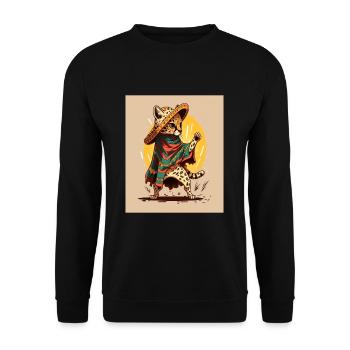 Ocelot Wearing Sombrero Kawaii Dabbing Ocelot - Unisex Sweatshirt - black - Front - Alina (178cm) & Michal (187cm)