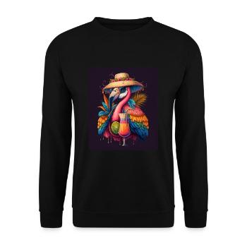 Flamingo Playing Musical Instruments Mexican - Unisex Pullover - Schwarz - Vorne - Alina (178cm) & Michal (187cm)