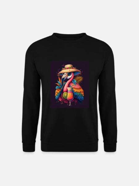 Flamingo Playing Musical Instruments Mexican - Unisex Sweatshirt - black